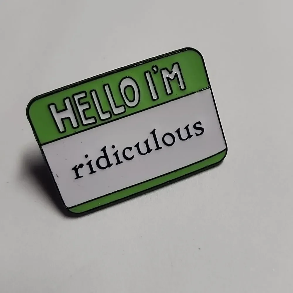 Green and White Name Tag Pin